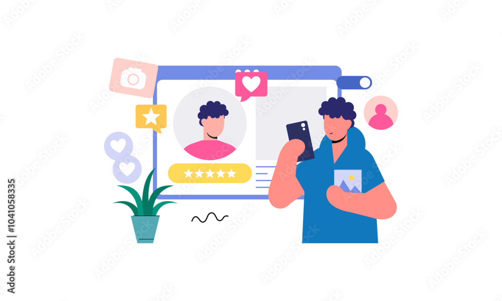 Social media personal profile illustration Social media personal profile illustration