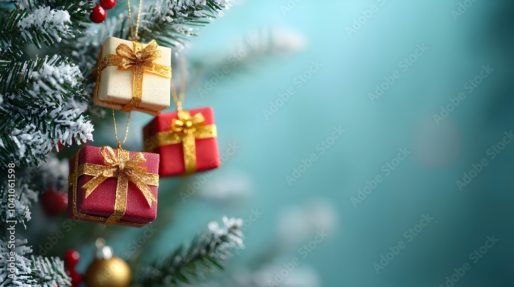 Miniature Gifts Hanging on a Christmas Tree Miniature Gifts Hanging on a Christmas Tree