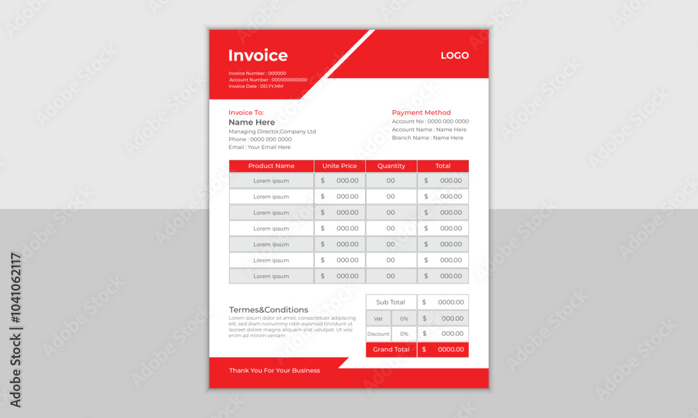 Flat Vector Invoice Design Flat Vector Invoice Design