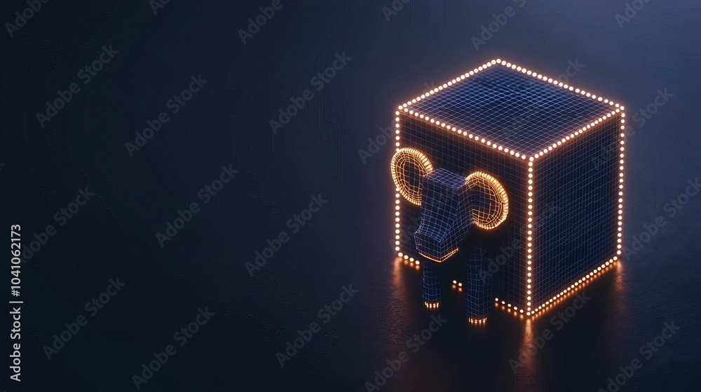 Dynamic 3D Cube Chart with Data Points Glowing Edges and Smooth Depth Transitions for Data Visualiza