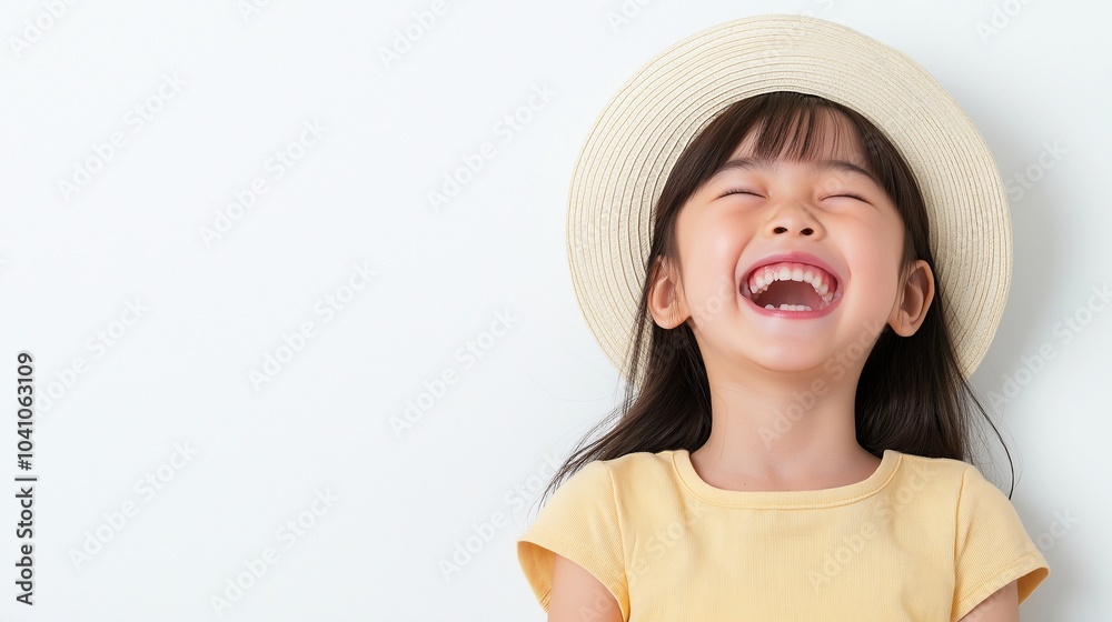 Asian kid girl wearing hat