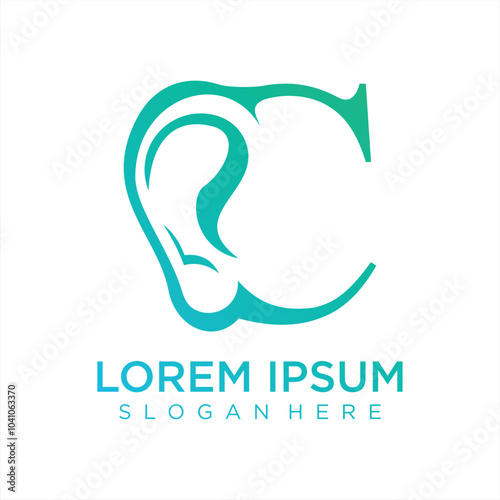 Ear care logo design template with creative element Premium Vector