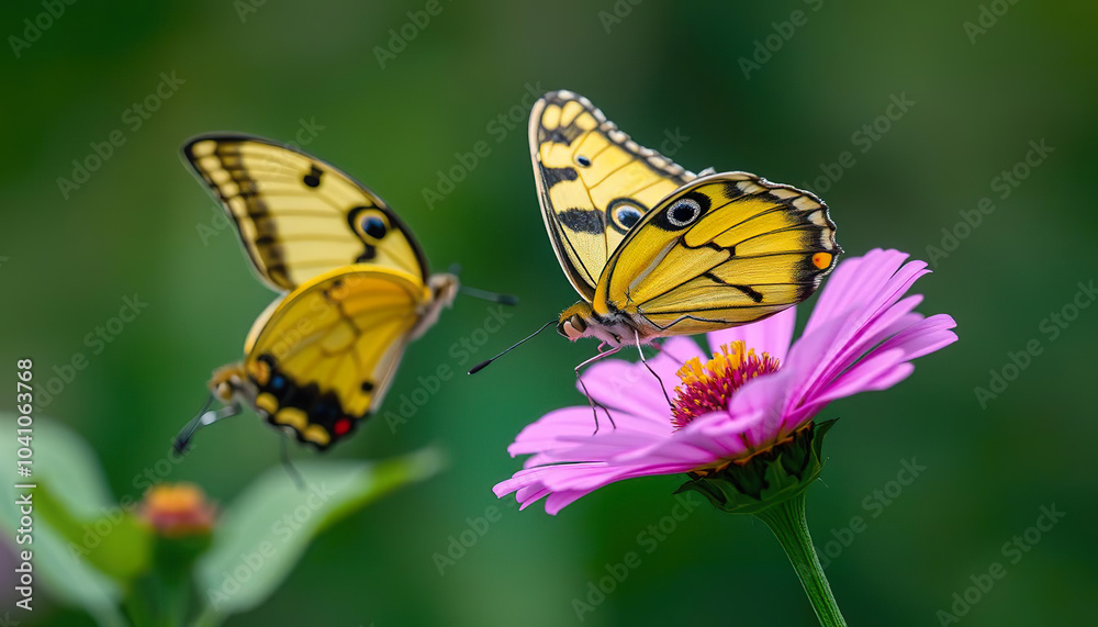 A butterfly is sitting on a yellow flower A butterfly is sitting on a yellow flower