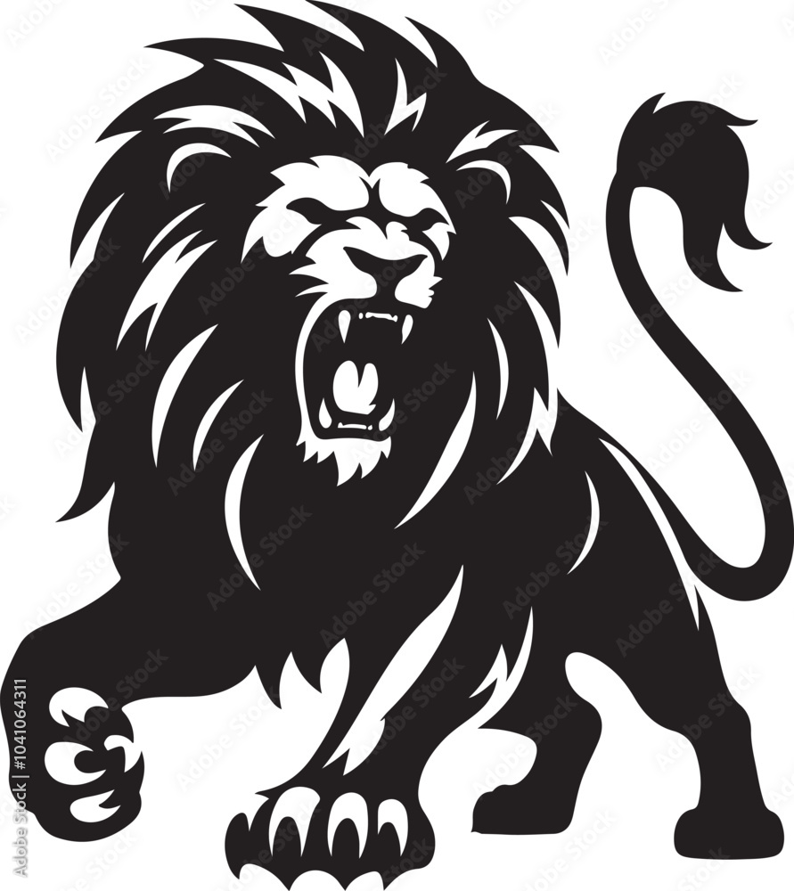 Fototapeta premium Aggressive Lion silhouette vector