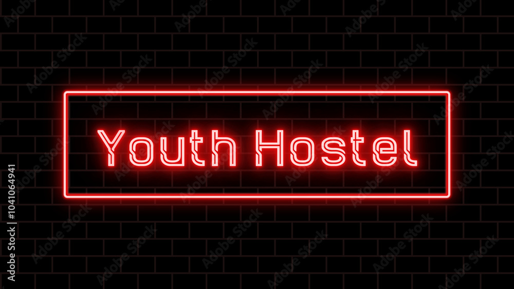 Youth Hostel のネオン文字