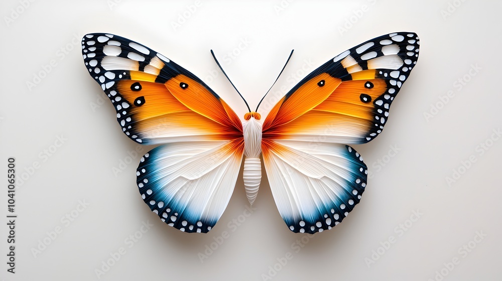 Fototapeta premium Elegant and Symmetrical Silhouette Butterfly with Intricate and Layered Paper Cut Wings Depicting the Beauty and Fragility of Nature through a Minimalist and Design