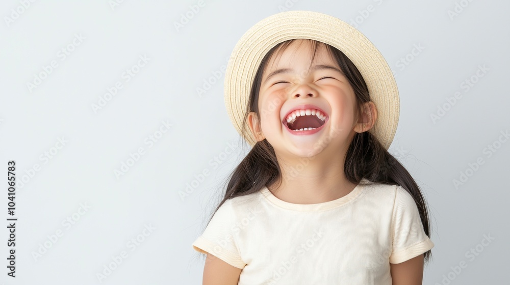 Asian kid girl wearing hat Asian kid girl wearing hat