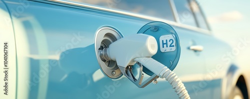 Obraz na płótnie Photorealistic close-up of hydrogen car fueling w salonie