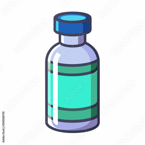  transparent Vaccine on bottle on white background