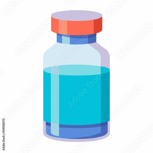  transparent Vaccine on bottle on white background