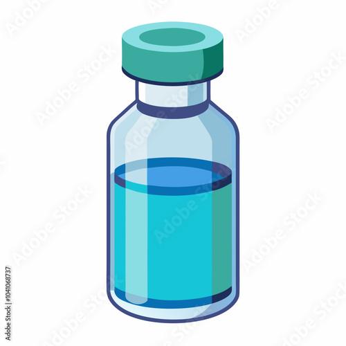  transparent Vaccine on bottle on white background
