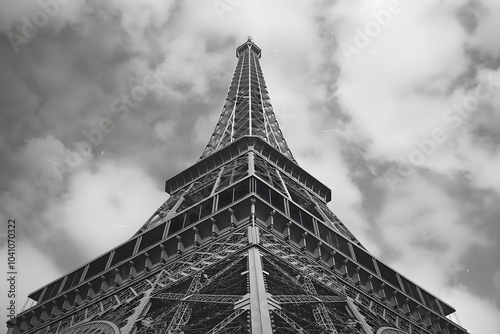 A black and white photo of the eiffel tower