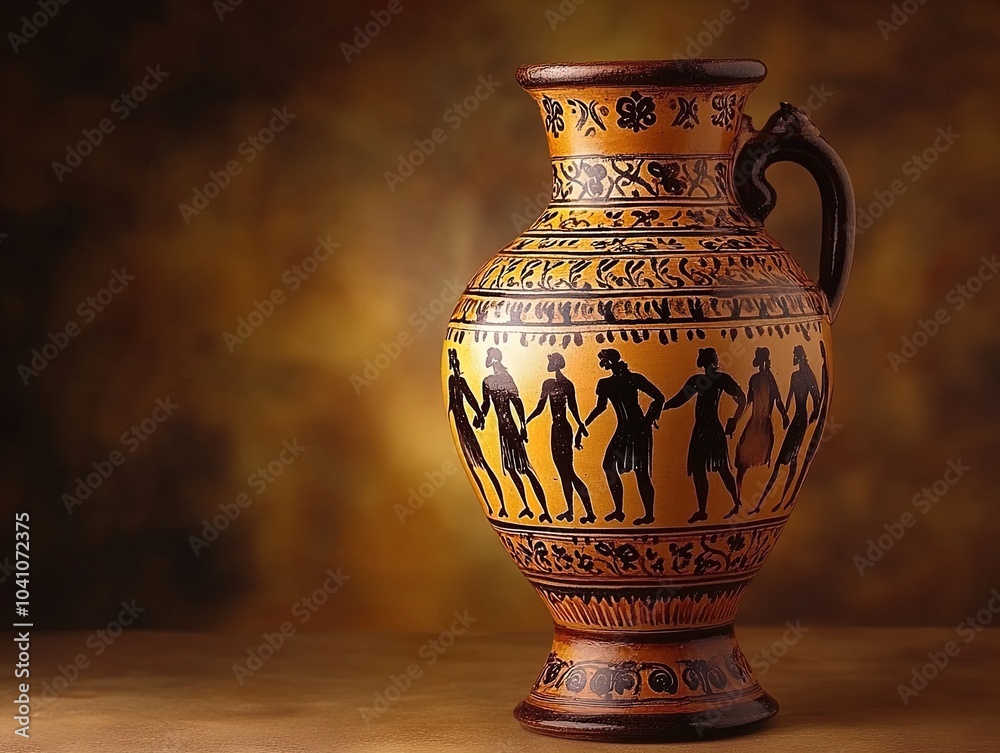 Elegant Black-Figure Amphora: A Stunning Poster Featuring Lively Dancers in Ancient Attire, Perfect for Enhancing Sports Interiors with Classic Ceramic Artistry Elegant Black-Figure Amphora: A Stunning Poster Featuring Lively Dancers in Ancient Attire, Perfect for Enhancing Sports Interiors with Classic Ceramic Artistry