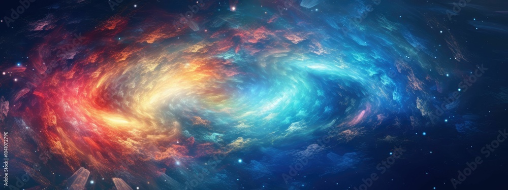 Fototapeta premium Cosmic swirl with red and blue nebulae.