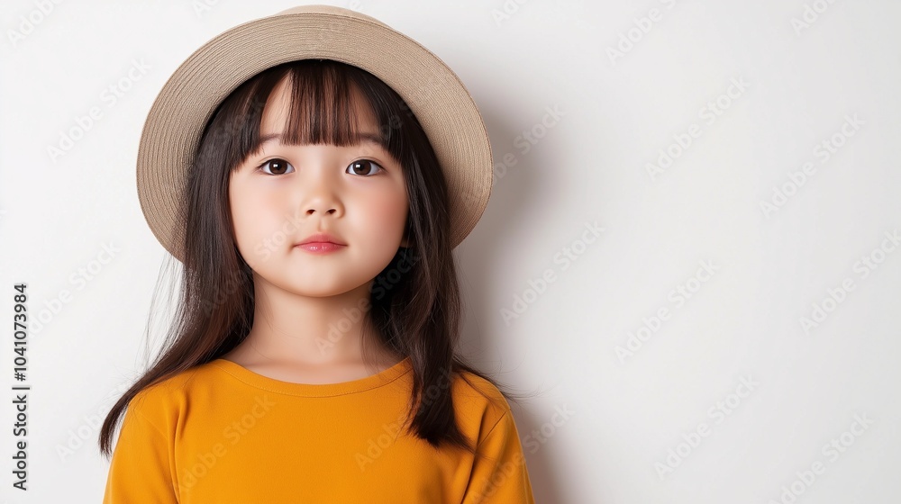 Asian kid girl wearing hat Asian kid girl wearing hat