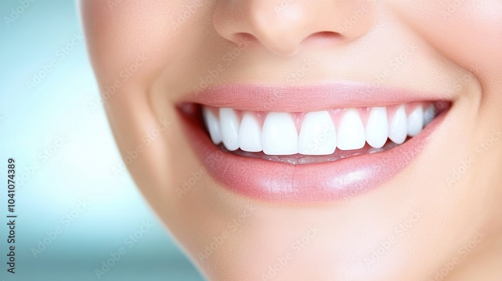 Close-up of a beautiful smile showcasing white teeth and smooth lips. Close-up of a beautiful smile showcasing white teeth and smooth lips.