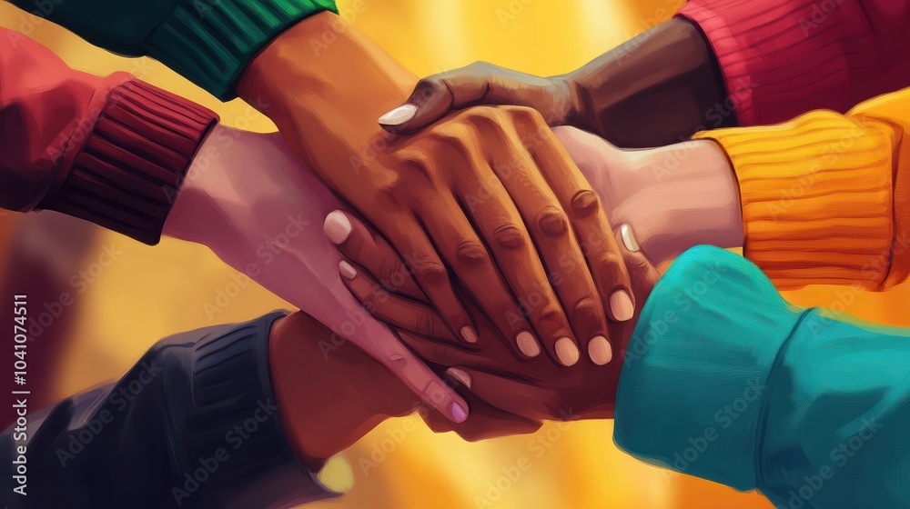 A closeup of diverse hands joined together, symbolizing unity, support, and inclusivity across different communities and backgrounds A closeup of diverse hands joined together, symbolizing unity, support, and inclusivity across different communities and backgrounds