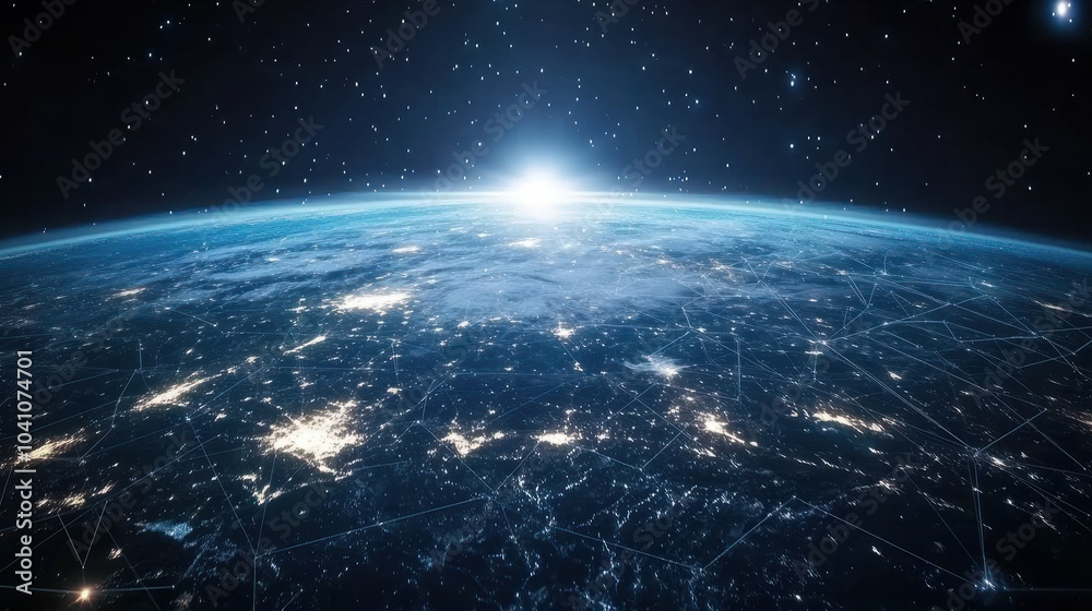 A global network connection over the planet earth. A global network connection over the planet earth.