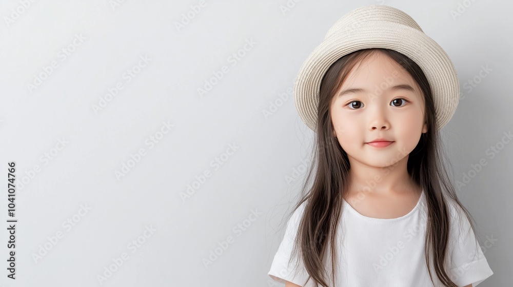 Asian kid girl wearing hat Asian kid girl wearing hat