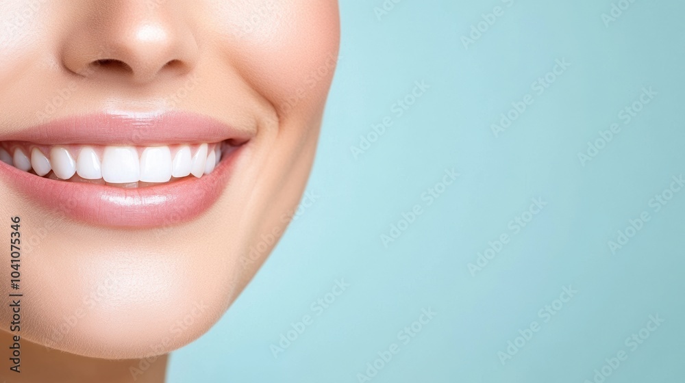 Close-up of a woman's smiling mouth with perfect teeth and soft background. Close-up of a woman's smiling mouth with perfect teeth and soft background.