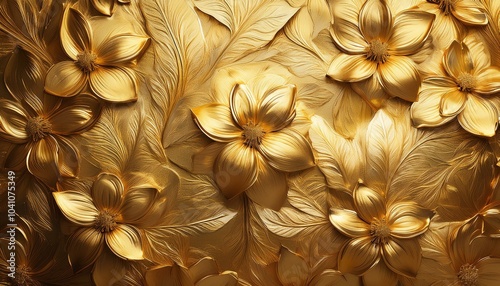 金色の金箔と花golden gold leaf and flowers