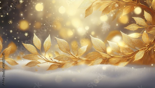 金箔と黄金の葉っぱに雪化粧
Gold leaf and golden leaves covered with snow