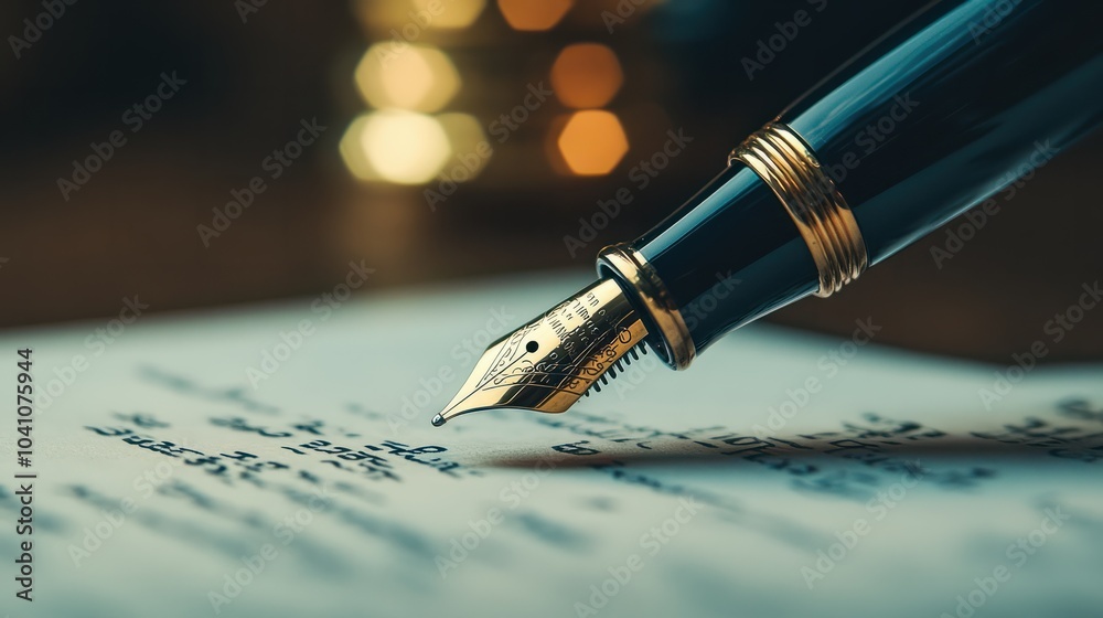 Fototapeta premium Analyzing Financial Data with a Fountain Pen