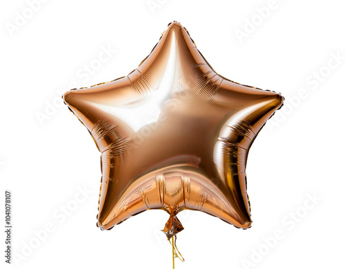 Multicolored and shiny star-shaped party balloon. With white background