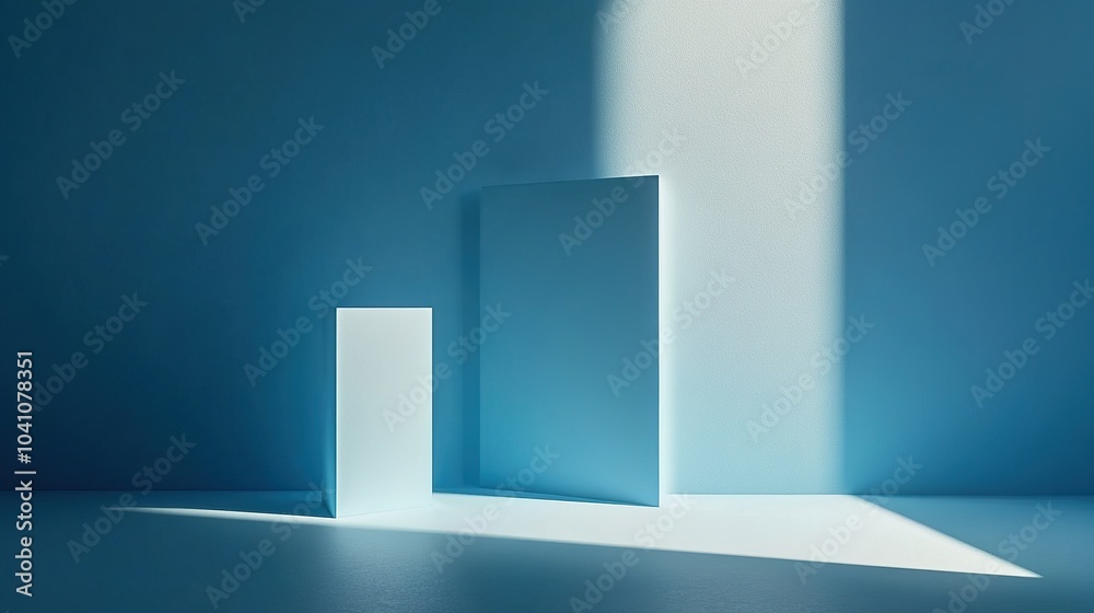 Abstract Geometric Shapes in Soft Blue Light Abstract Geometric Shapes in Soft Blue Light