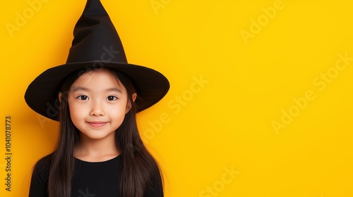 Asian kid girl witch costume, Halloween