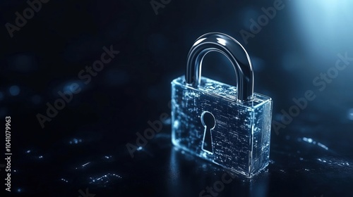 Obraz na płótnie Transparent padlock, digital security concept, glowing background w salonie