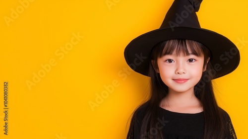 Asian kid girl witch costume, Halloween