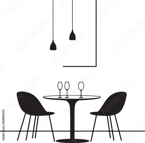 dining table and chairs in a cafe