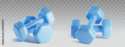 3d gym weight for sport exercise. Fitness dumbbell workout equipment icon. Realistic fit lifestyle element for strong muscle and bodybuilding. Two heavy weigh accessories design. Dumbell for training