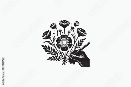 A Buttercup flower vector silhouette image made by adobe illustrator..eps