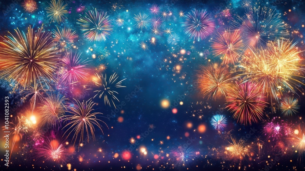 Silvester 2025 New year New Year's Eve Party background banner panorama long- firework fireworks on rustic dark blue night sky texture Silvester 2025 New year New Year's Eve Party background banner panorama long- firework fireworks on rustic dark blue night sky texture