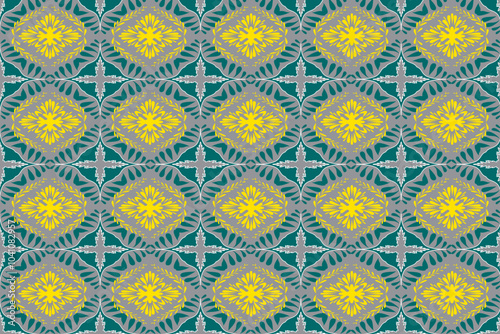 Seamless pattern with flowers, Embroidery Bohemian. Art Ornament Print. Design for Carpet, Cover, Wallpaper, Wrapping, Fabric, Clothing.