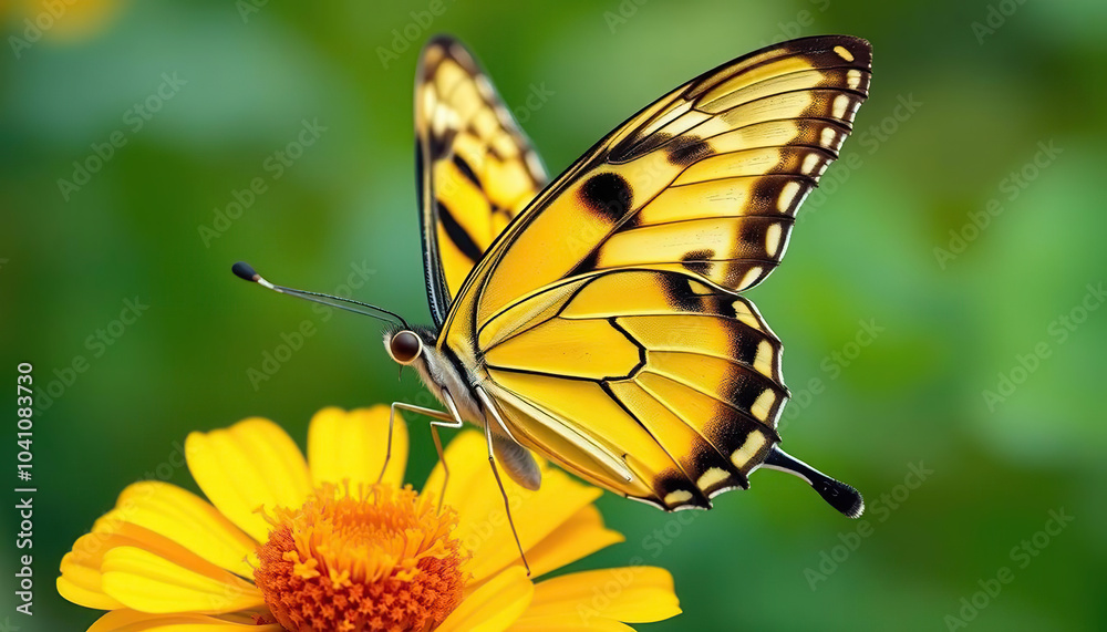 Fototapeta premium A butterfly is sitting on a flower