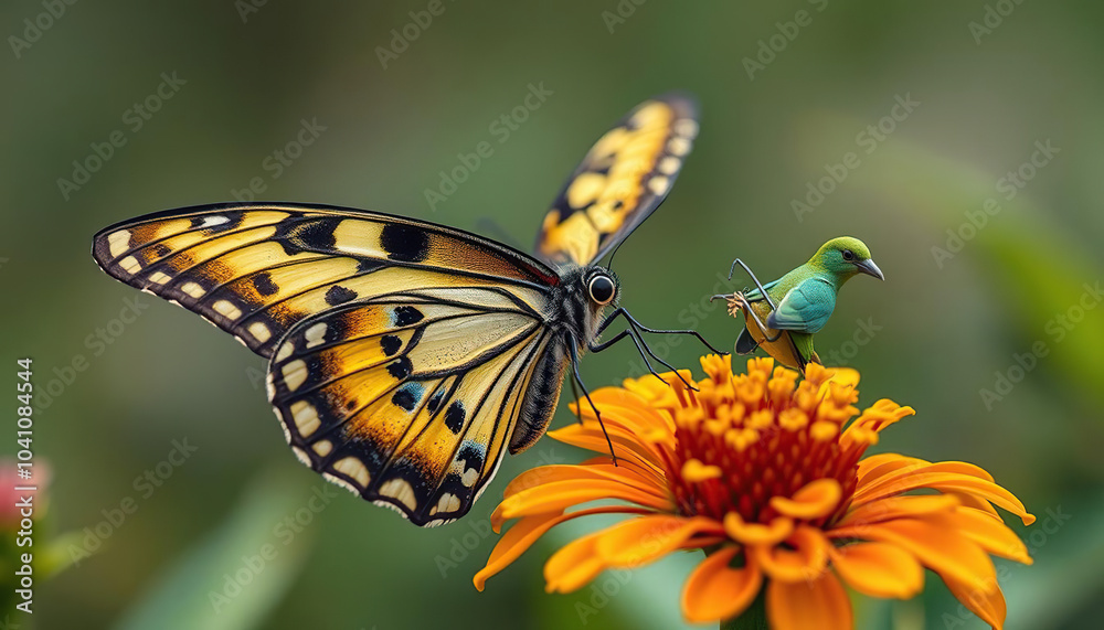 Fototapeta premium A butterfly is sitting on a flower
