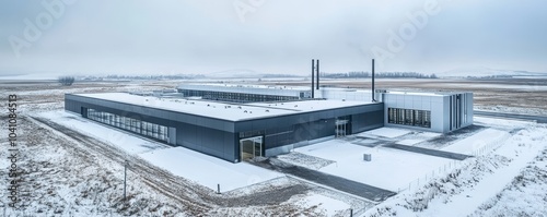 Obraz na płótnie Modern data center architecture with snow landscape w salonie
