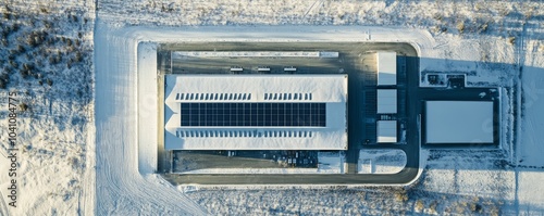 Obraz na płótnie Top-down view of modern data center in snow w salonie