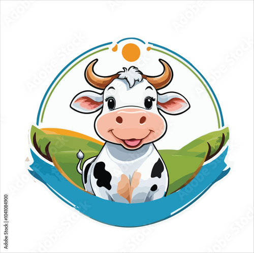 Baby cow, Cow Illustration vector design, Cow logo, icon Design, Colorful Cow vector design