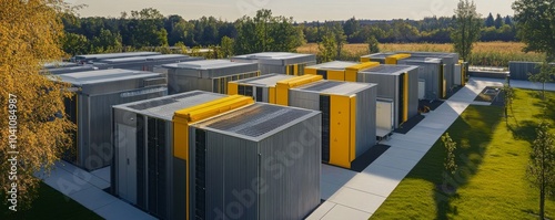 Obraz na płótnie Aerial view of a high-tech data center complex w salonie