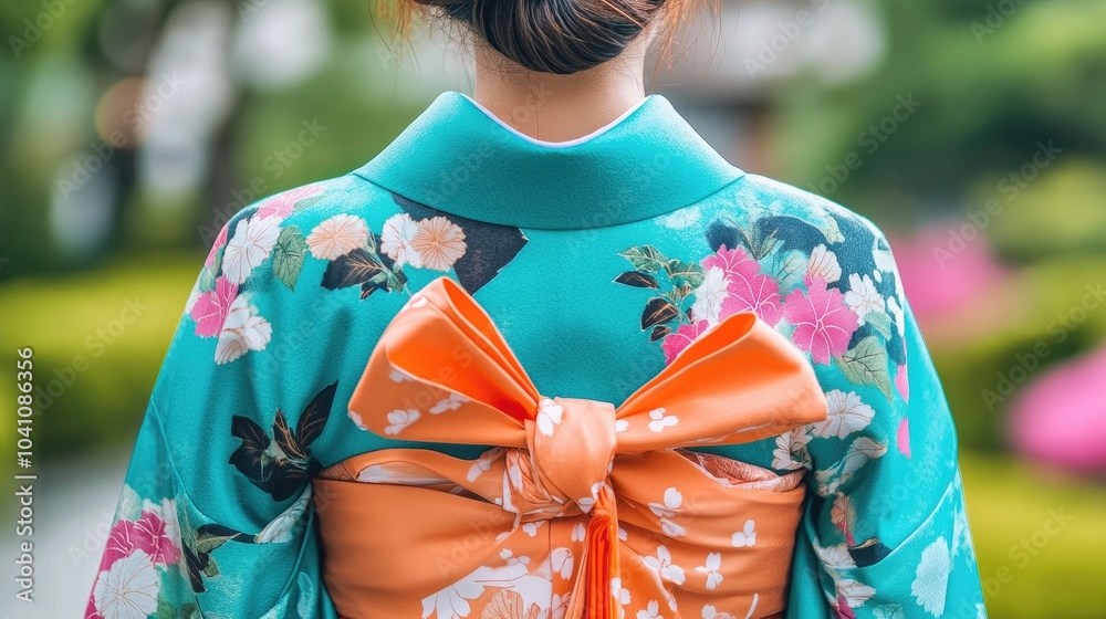 Elegant Traditional Kimono with Vibrant Floral Patterns Elegant Traditional Kimono with Vibrant Floral Patterns