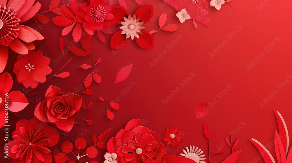 Red Paper Cuttings background - a vivid and traditional sight. This image features a beautiful background filled with red paper cuttings, exuding a sense of cultural charm and festive atmosphere. Red Paper Cuttings background - a vivid and traditional sight. This image features a beautiful background filled with red paper cuttings, exuding a sense of cultural charm and festive atmosphere.