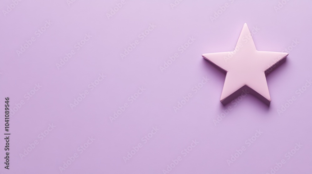 Obraz premium A minimalist pink star against a soft lavender background, perfect for themes of beauty, creativity, and inspiration.