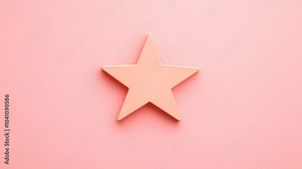 A minimalist coral star shape on a soft pink background, perfect for design, decoration, and artistic projects.