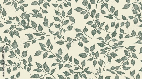 Wallpaper Mural Seamless leaf pattern. Elegant grey green leaf background. Luxurious botanical texture Torontodigital.ca