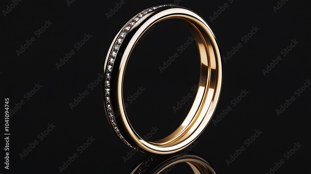 luxurious metallic ring with twin sparkles, empty circular frame in gold finish, ultra-detailed 3d modeling, premium quality visualization, glossy reflective surface, pitch black backdrop, luxurious metallic ring with twin sparkles, empty circular frame in gold finish, ultra-detailed 3d modeling, premium quality visualization, glossy reflective surface, pitch black backdrop,
