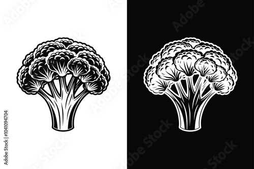 Minimalist Broccoli Icon. Easy-to-Edit Vegetable Silhouette for Designs